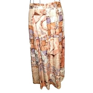 American Vintage70s Silky Craig's Clothing Co. Womens Abstract Skirt Button Dow…